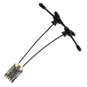 RP3 ELRS receiver assembled with dual T-type diversity antennas, ready for FPV drone install