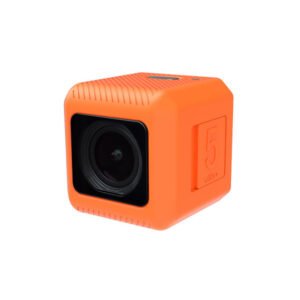RunCam 5 Orange cube-shaped FPV action camera single unit shot, 56g lightweight integrated onboard recording camera available in black and orange