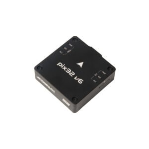 Holybro Pix32 v6 industrial flight controller module front view with labeled status indicator pins