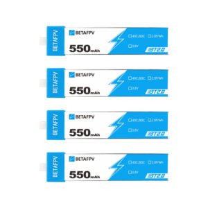 BETAFPV BT2.0 550mAh 1S 40C/80C LiHV tiny whoop lipo battery 4PCS pack, high capacity 3.8V micro indoor FPV drone battery with BT2.0 plug