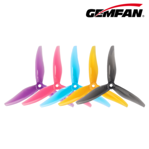 Gemfan 5129 5-inch three-blade universal FPV propeller group shot, translucent colorful PC freestyle racing drone props