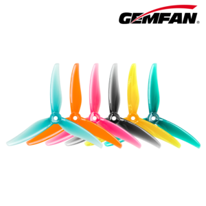 Gemfan 51466 V2 Racing three-blade FPV propeller group shot, translucent multi-color PC 5-inch racing drone prop