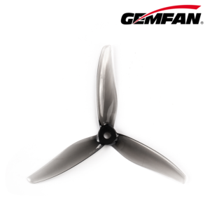 Gemfan Hurricane 5127-3 three-blade 5-inch FPV drone propeller single product shot, translucent multi-color PC freestyle racing prop