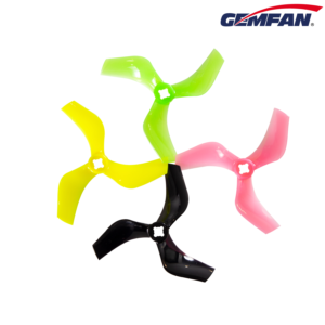 Gemfan D75-3 3-inch Cinewhoop three-blade FPV propeller group shot, translucent lightweight PC drone props in 4 colors