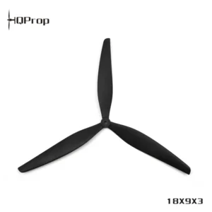 HQProp 18X9X3 three-blade ultra-large industrial heavy-lift drone propeller single product shot, black glass fiber reinforced nylon multi-rotor prop
