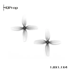 HQProp Ultralight Whoop Prop 1.8X1.1X4 45mm four-blade tiny cinewhoop drone propeller set, translucent gray polycarbonate micro prop with 1.5mm shaft